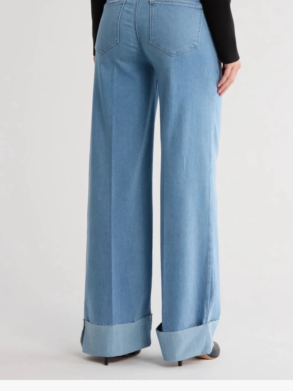 PAIGE Connie Cuffed Raw Hem High Waist Wide Leg Jeans - Picture 2 of 3